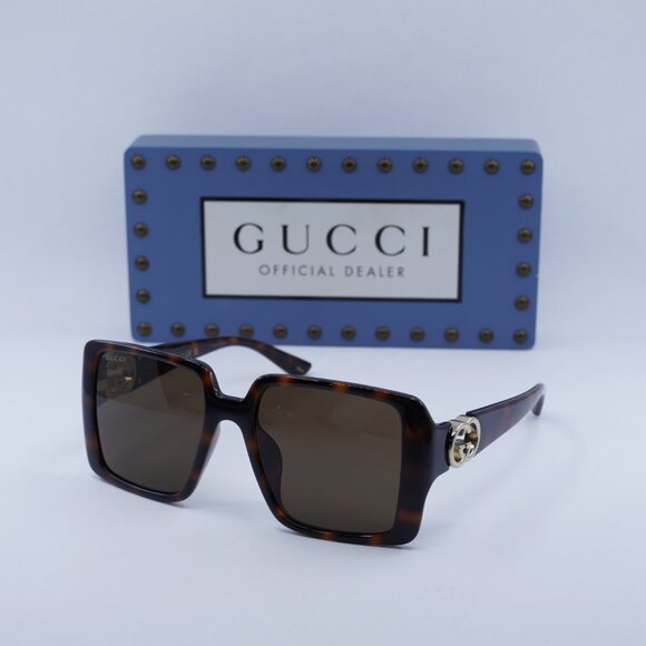 Gucci GG1692SA 002 Square Sunglasses - Dark Havana/Brown main image 10